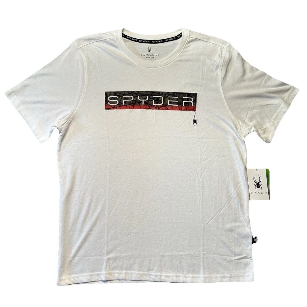 Spyder Mens Large Graphic T Shirt White Logo Outdoor Summer Athletic NWT